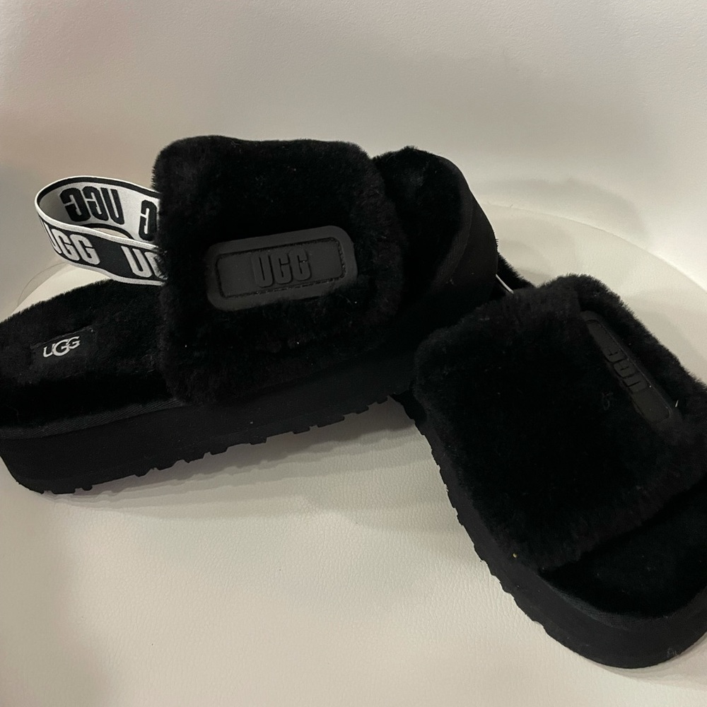 Black platform Ugg slippers